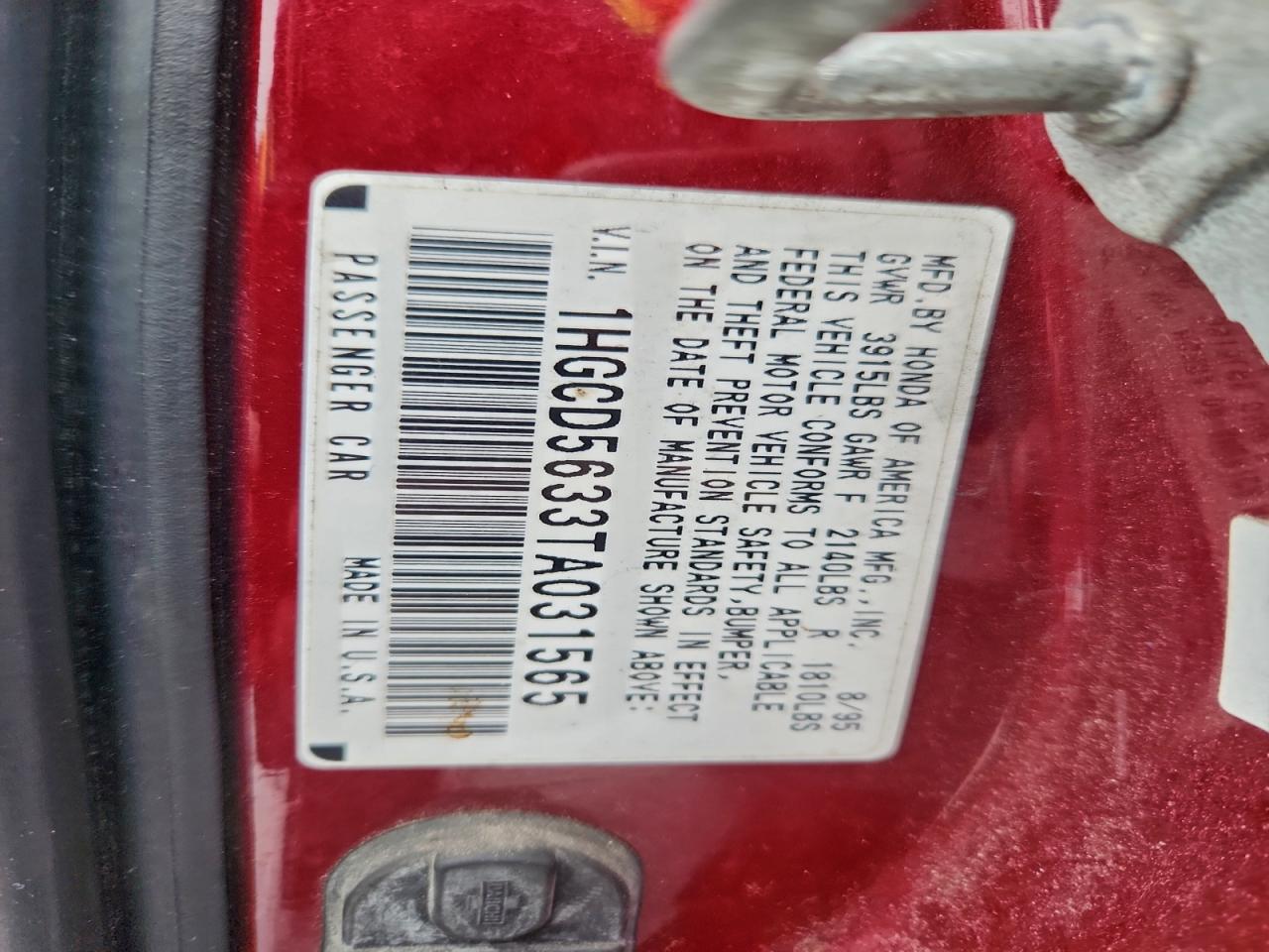 1996 HONDA ACCORD LX photo 12