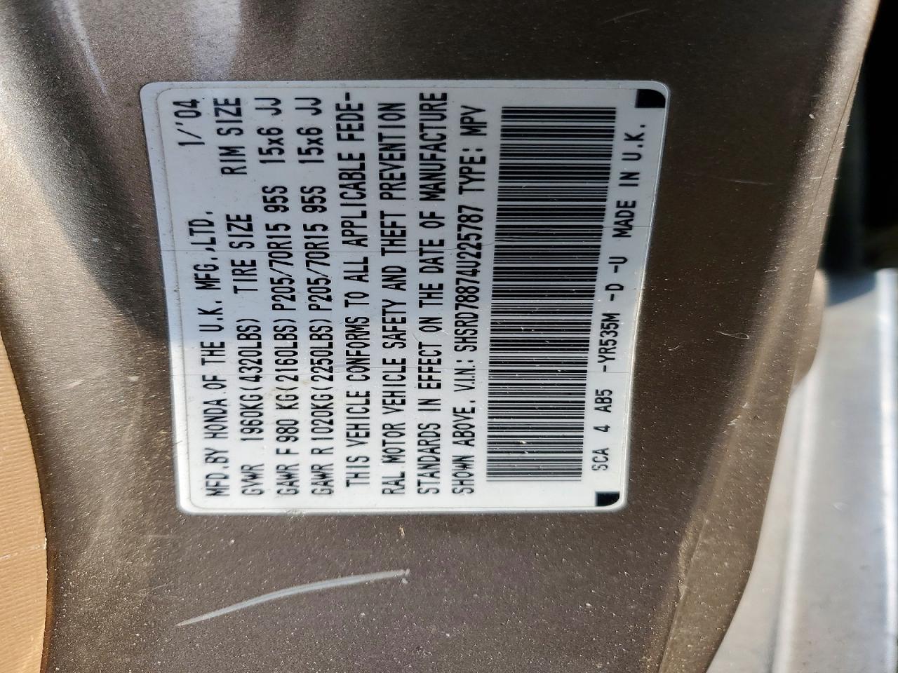 2004 HONDA CR-V EX photo 13