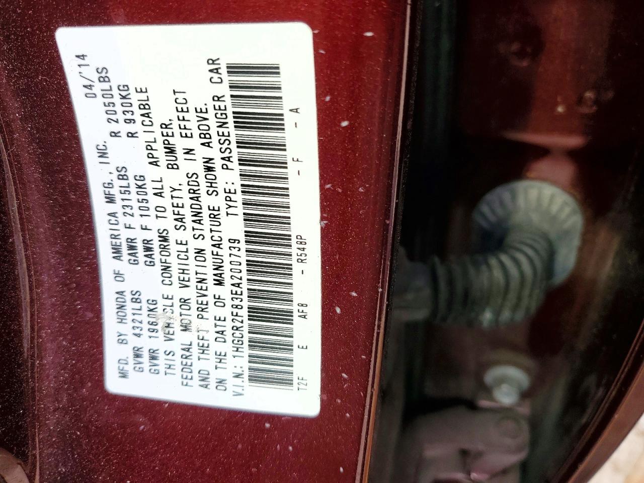 2014 HONDA ACCORD EXL photo 12