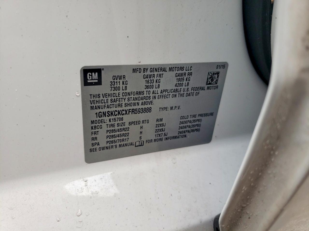 2015 CHEVROLET TAHOE K1500 LTZ photo 37