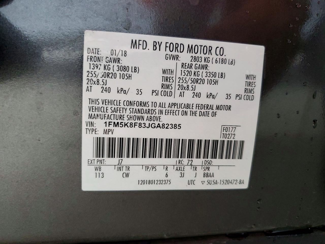 2018 FORD EXPLORER LIMITED photo 13