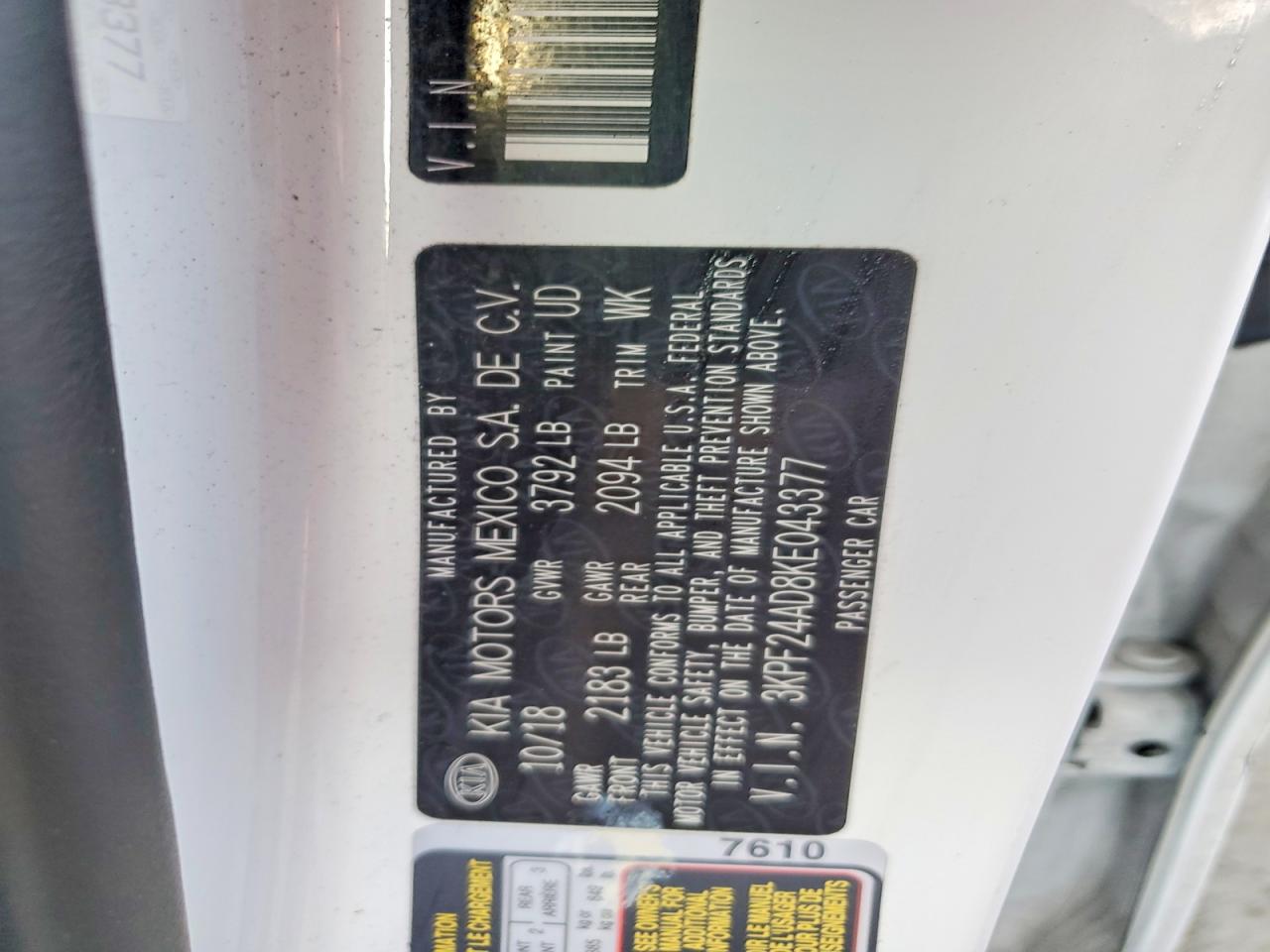 2019 KIA FORTE FE photo 12