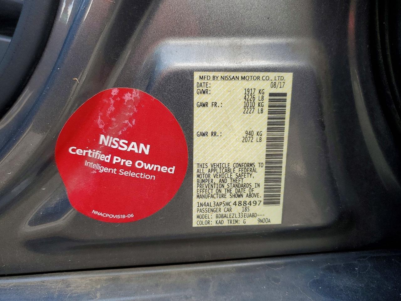 2017 NISSAN ALTIMA 2.5 photo 23