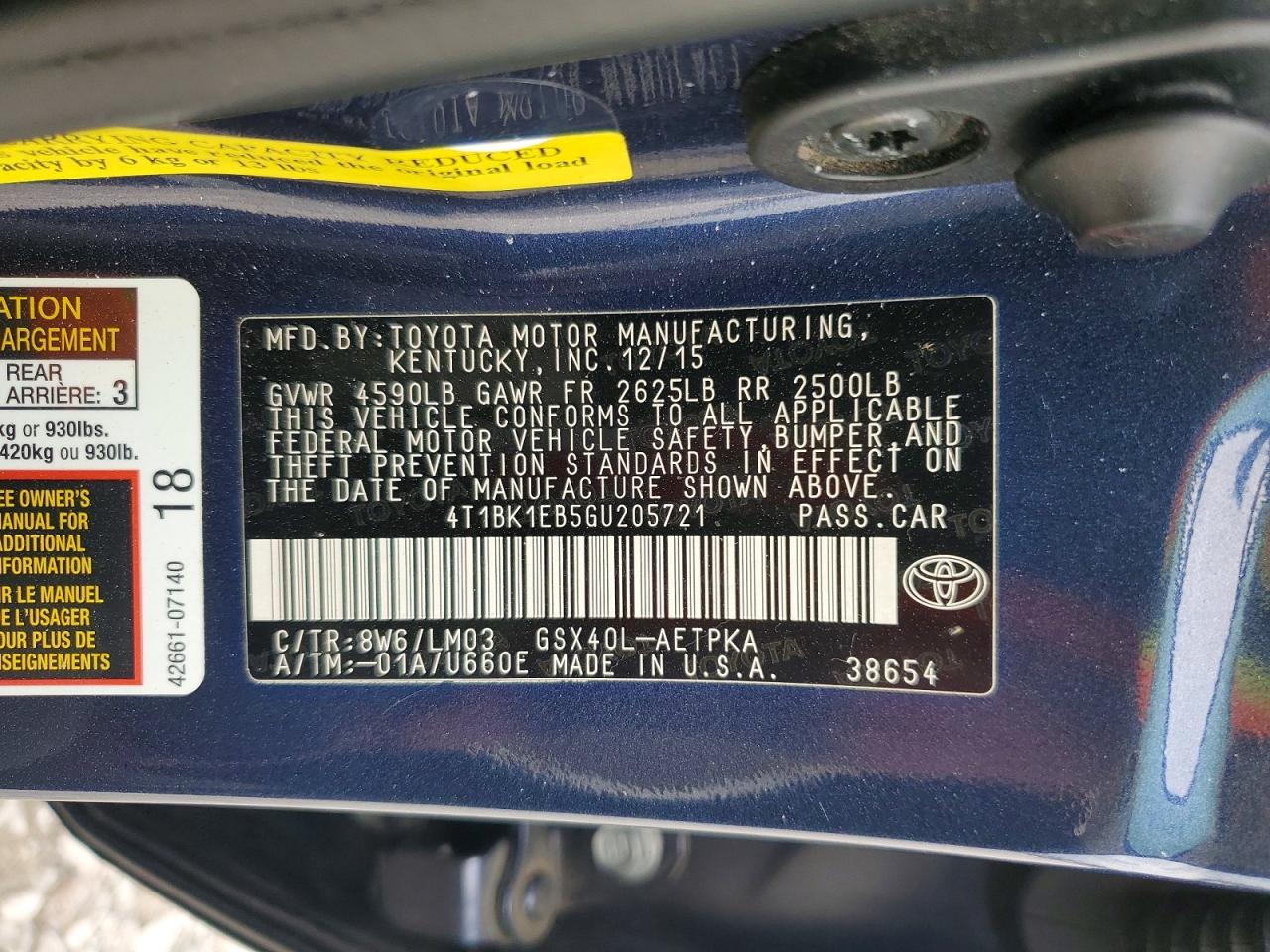 2016 TOYOTA AVALON LIMITED photo 13