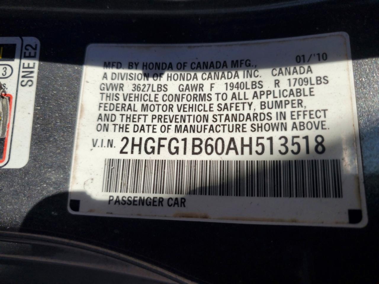 2010 HONDA CIVIC LX photo 12