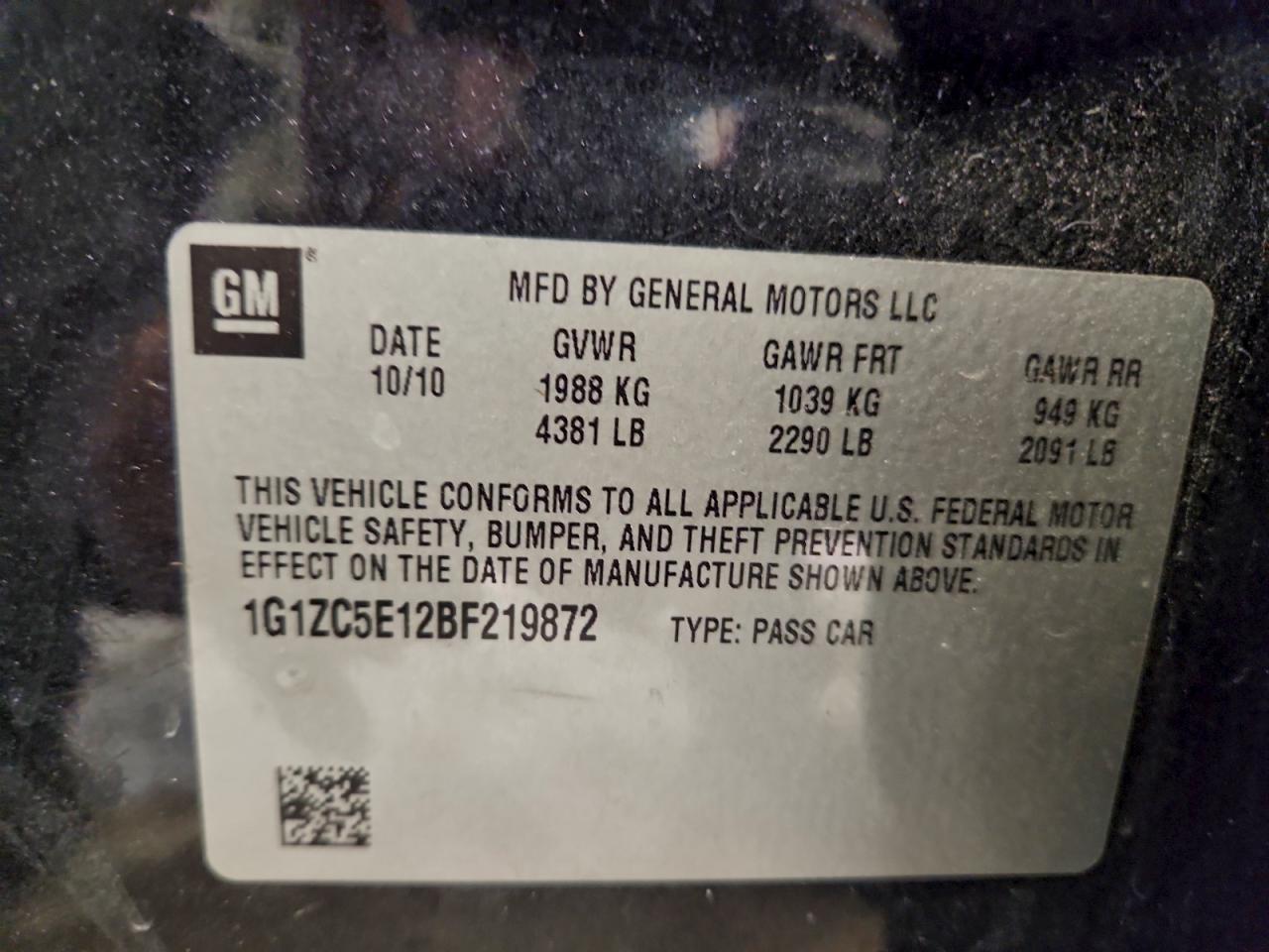 2011 CHEVROLET MALIBU 1LT photo 12