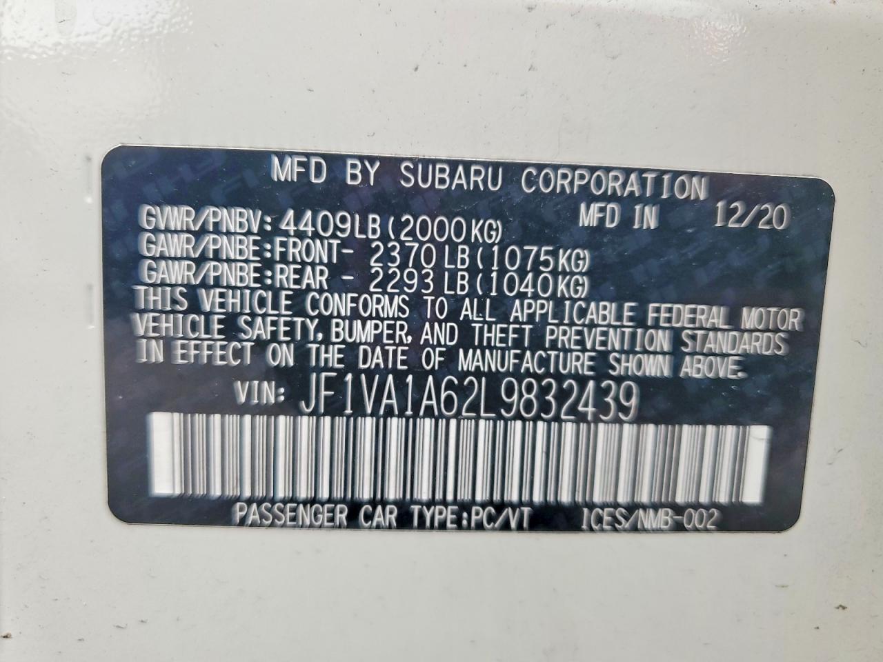 2020 SUBARU WRX photo 13