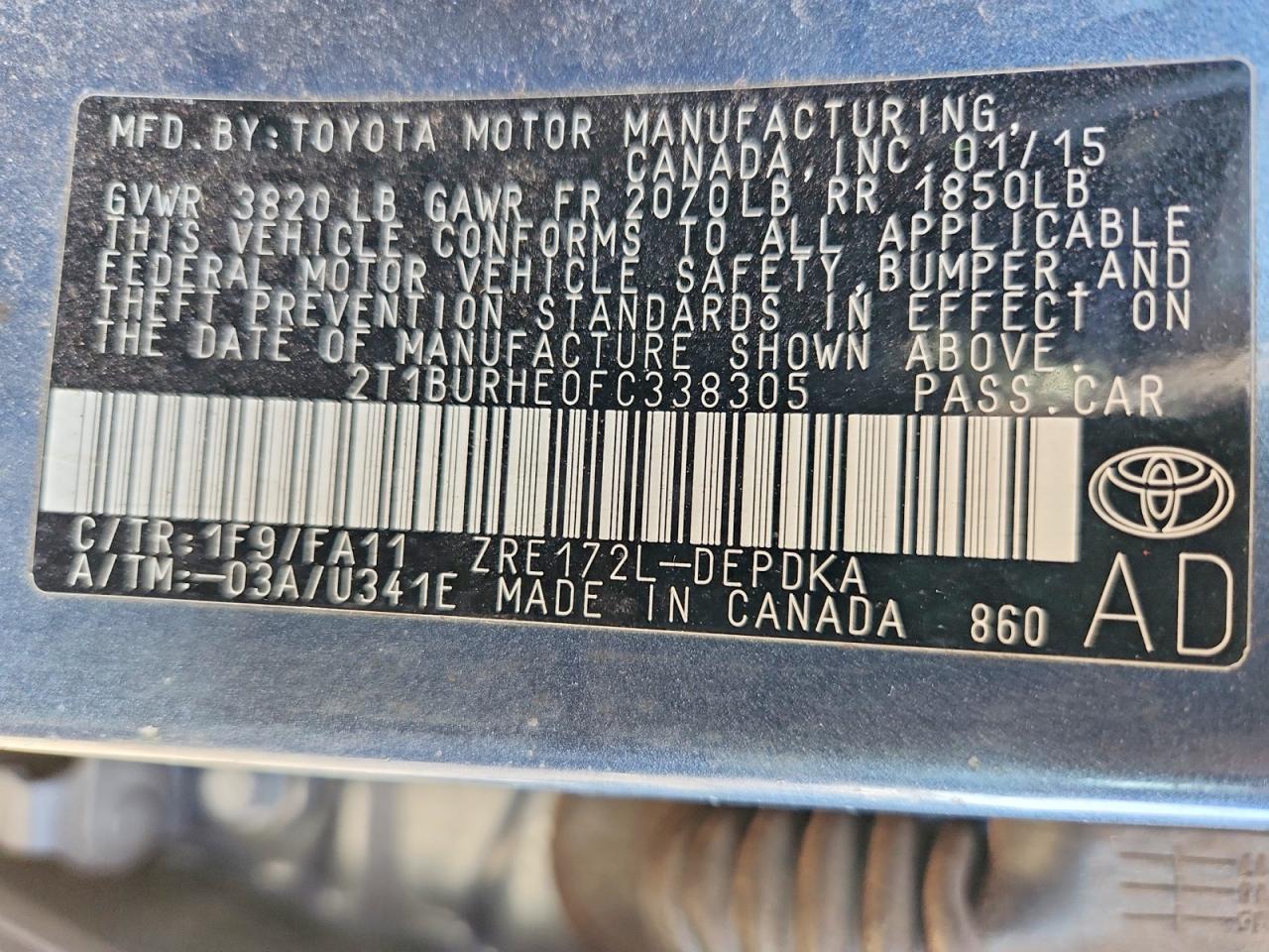 2015 TOYOTA COROLLA L photo 25