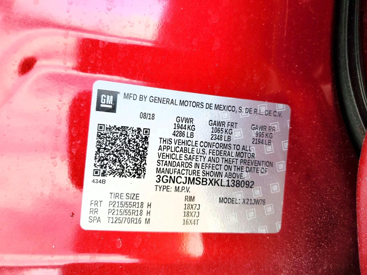 2019 CHEVROLET TRAX PREMIER photo 13