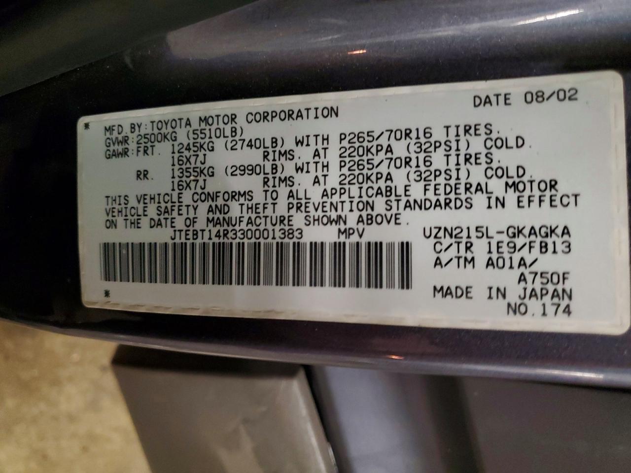2003 TOYOTA 4RUNNER SR5 photo 13