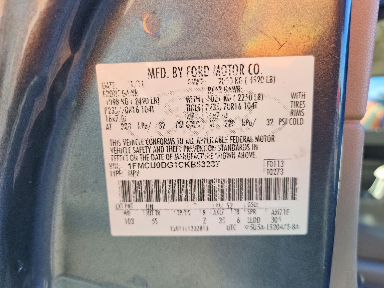 2012 FORD ESCAPE XLT photo 12