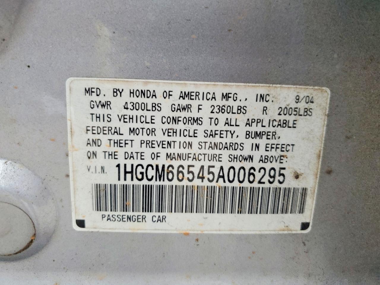 2005 HONDA ACCORD EX photo 25