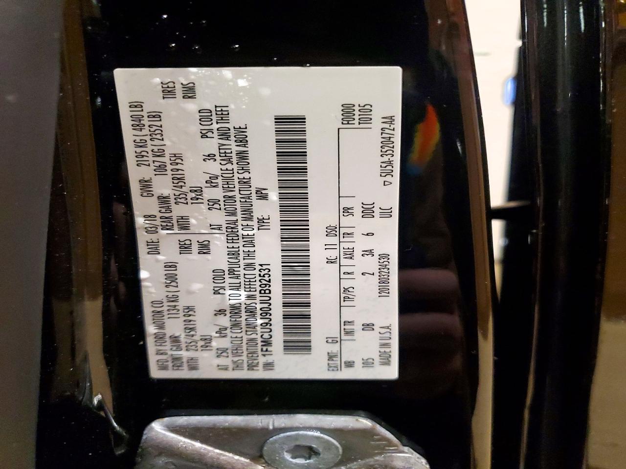 2018 FORD ESCAPE TITANIUM photo 37