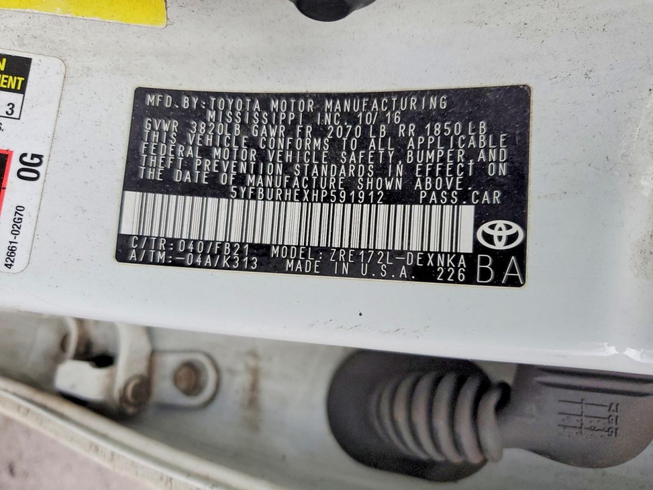 2017 TOYOTA COROLLA L photo 34