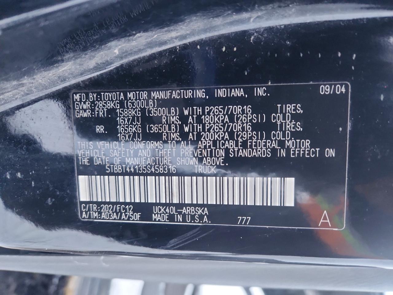 2005 TOYOTA TUNDRA SR5 photo 12