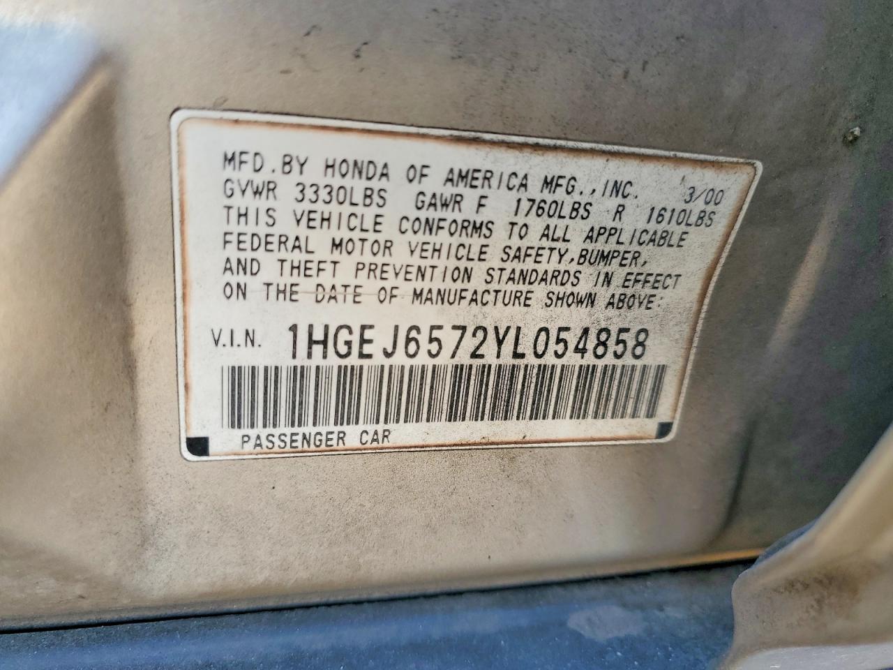 2000 HONDA CIVIC LX photo 12