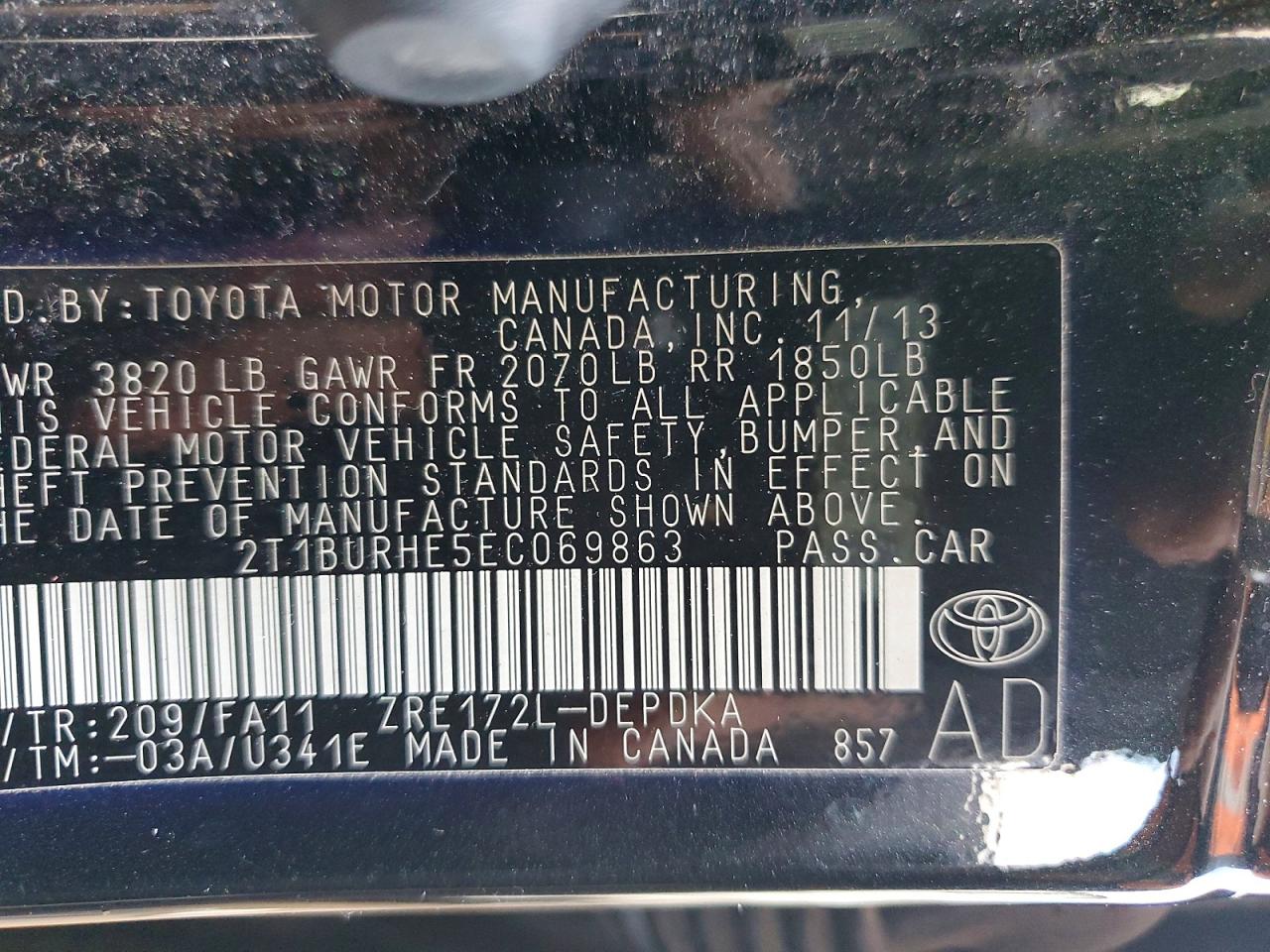 2014 TOYOTA COROLLA L photo 13