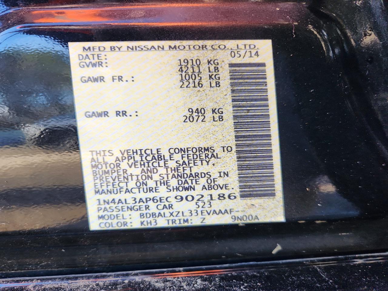 2014 NISSAN ALTIMA 2.5 photo 12