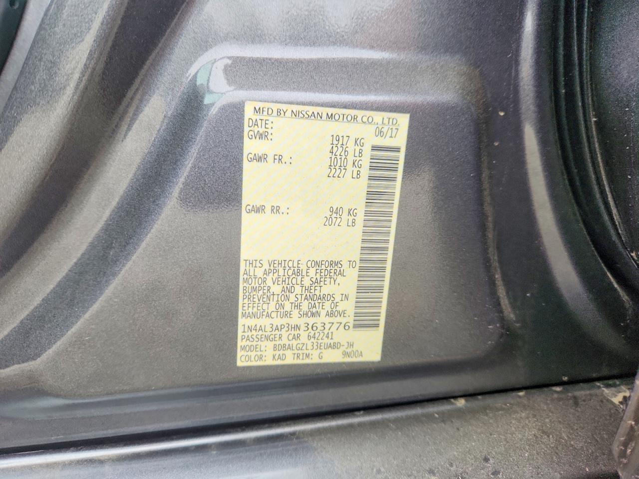 2017 NISSAN ALTIMA 2.5 photo 12
