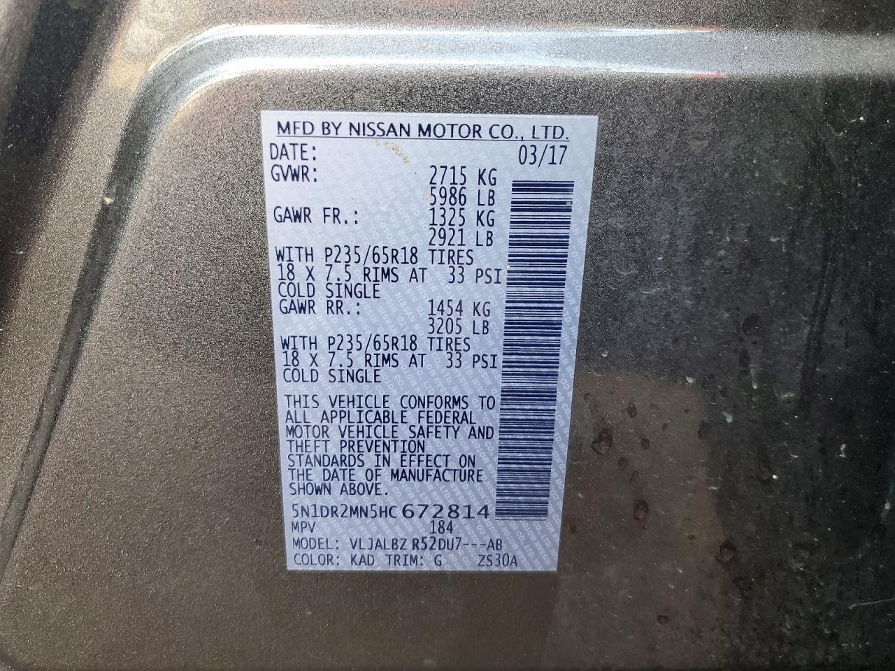 2017 NISSAN PATHFINDER S photo 13