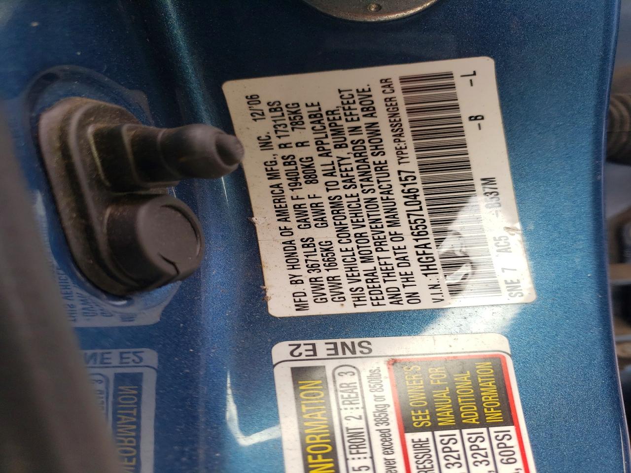 2007 HONDA CIVIC LX photo 12