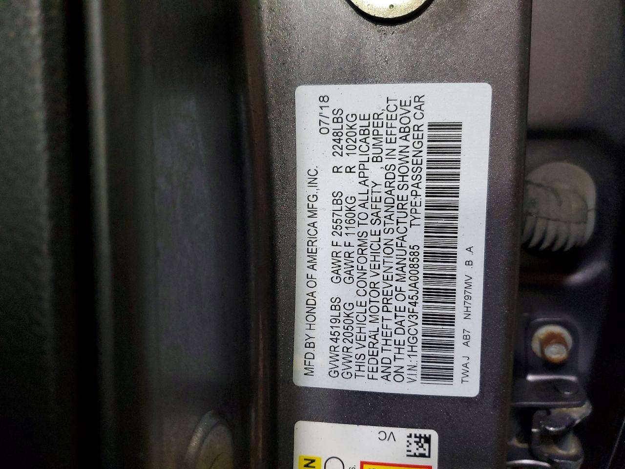 2018 HONDA ACCORD HYBRID EX photo 12
