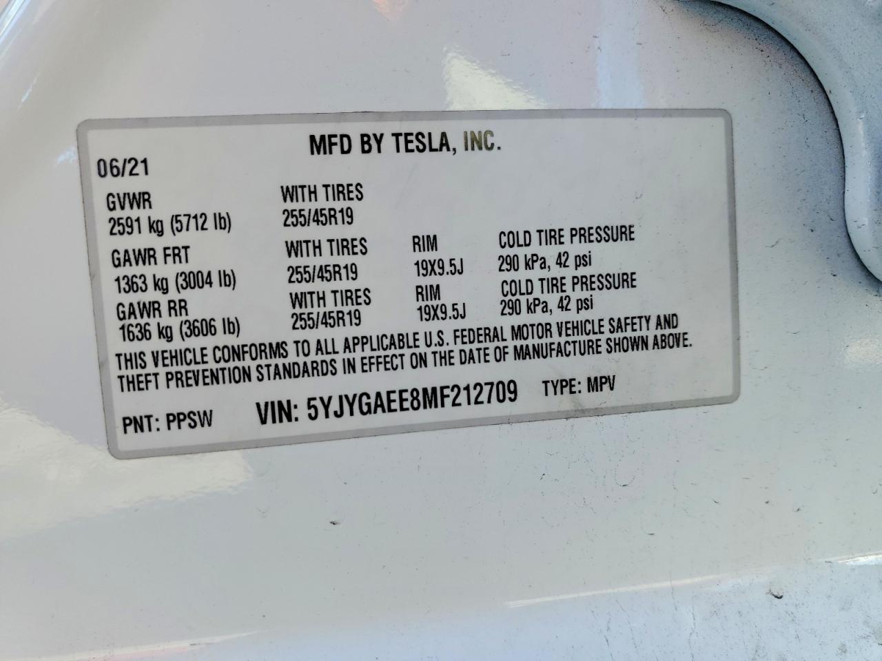 2021 TESLA MODEL Y photo 12