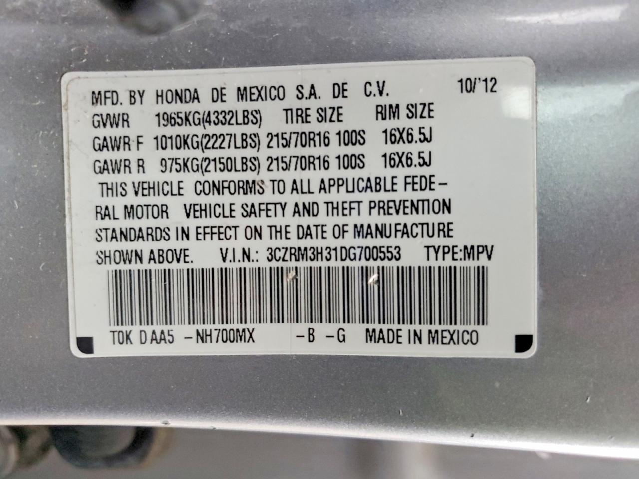 2013 HONDA CR-V LX photo 13