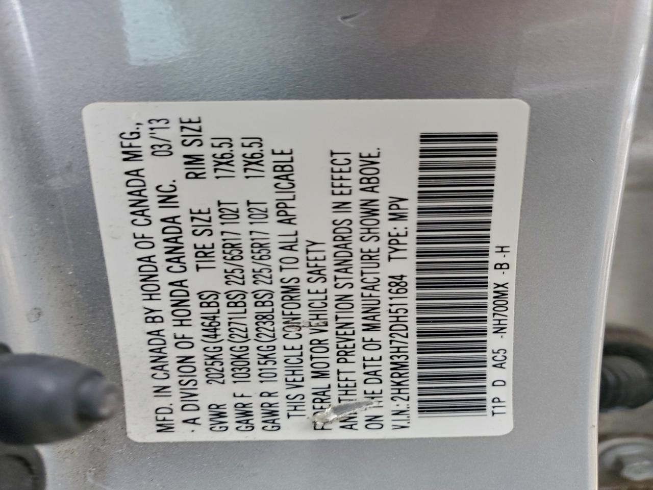 2013 HONDA CR-V EXL photo 12