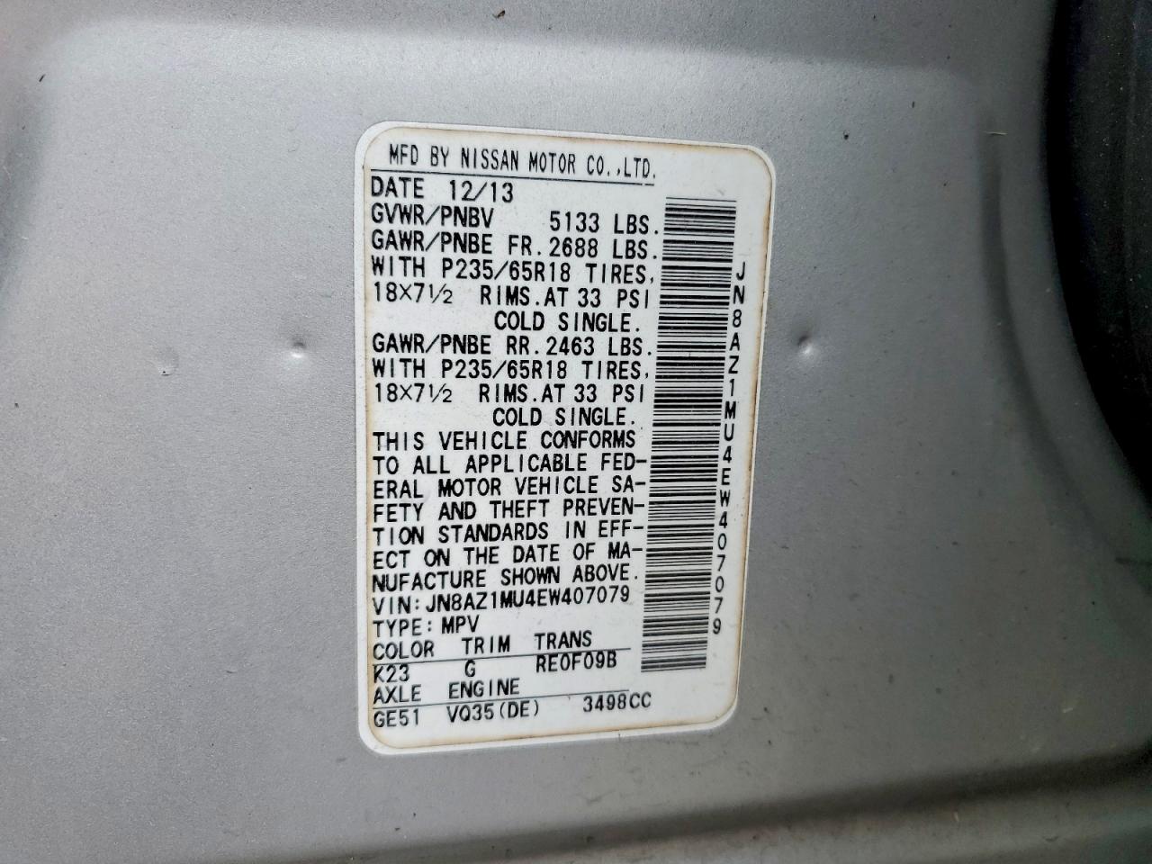 2014 NISSAN MURANO S photo 13