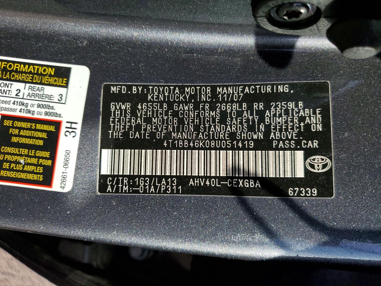 2008 TOYOTA CAMRY HYBRID photo 12