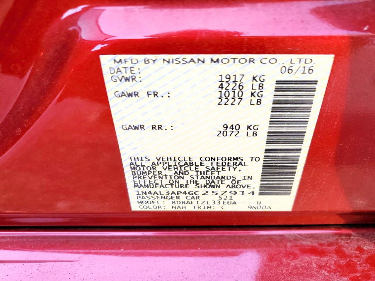 2016 NISSAN ALTIMA 2.5 photo 13