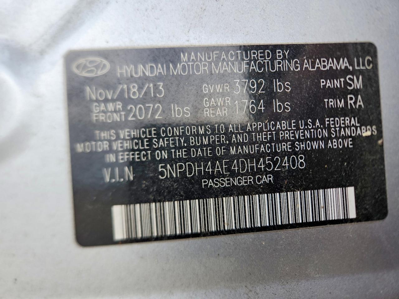 2013 HYUNDAI ELANTRA GLS photo 12