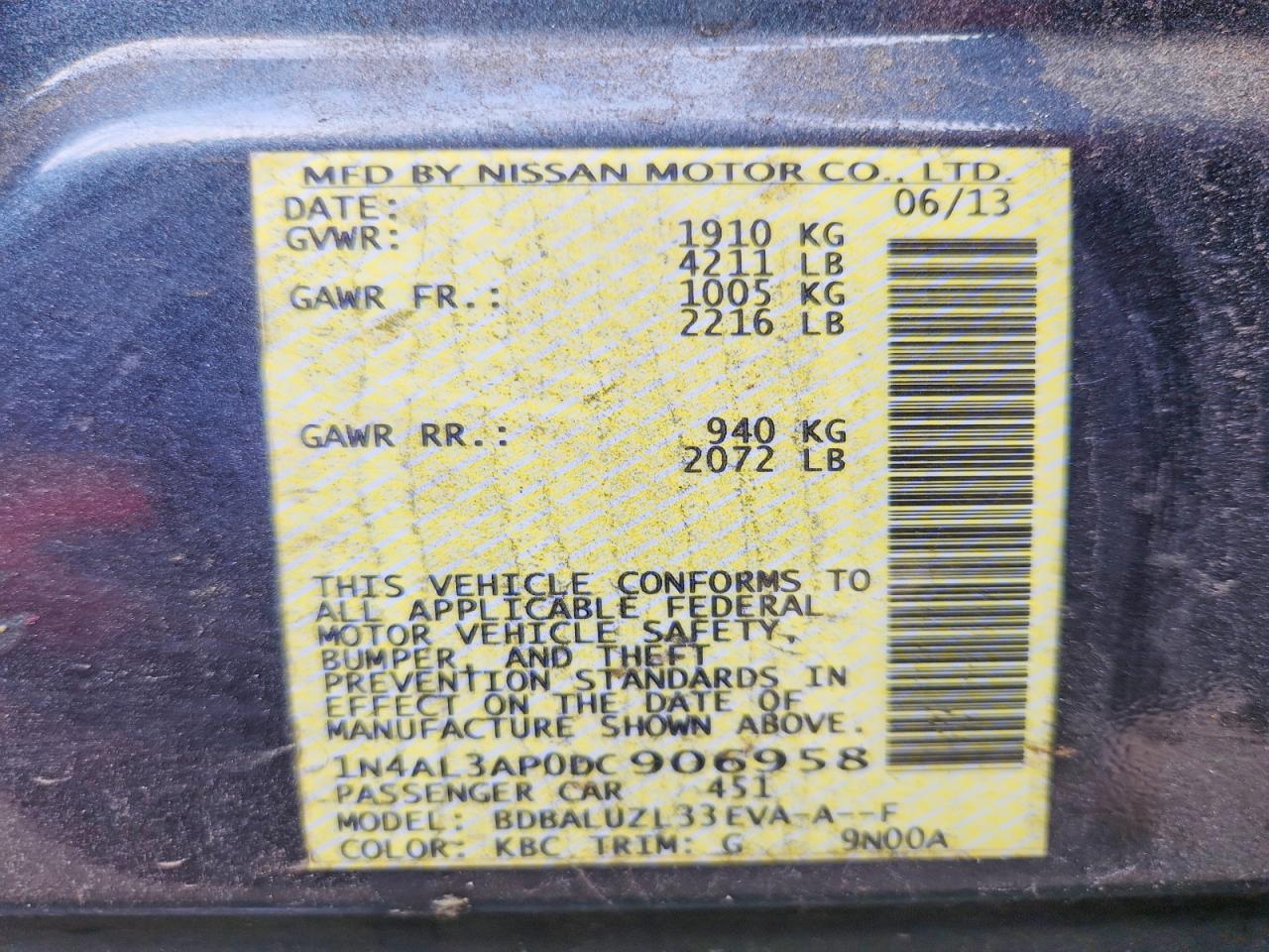 2013 NISSAN ALTIMA 2.5 photo 13