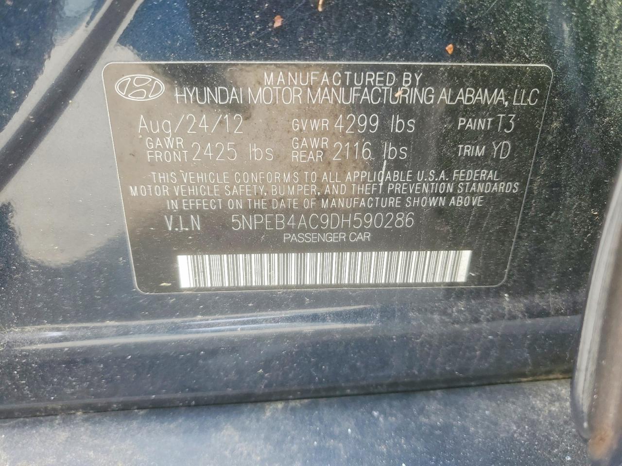 2013 HYUNDAI SONATA GLS photo 12