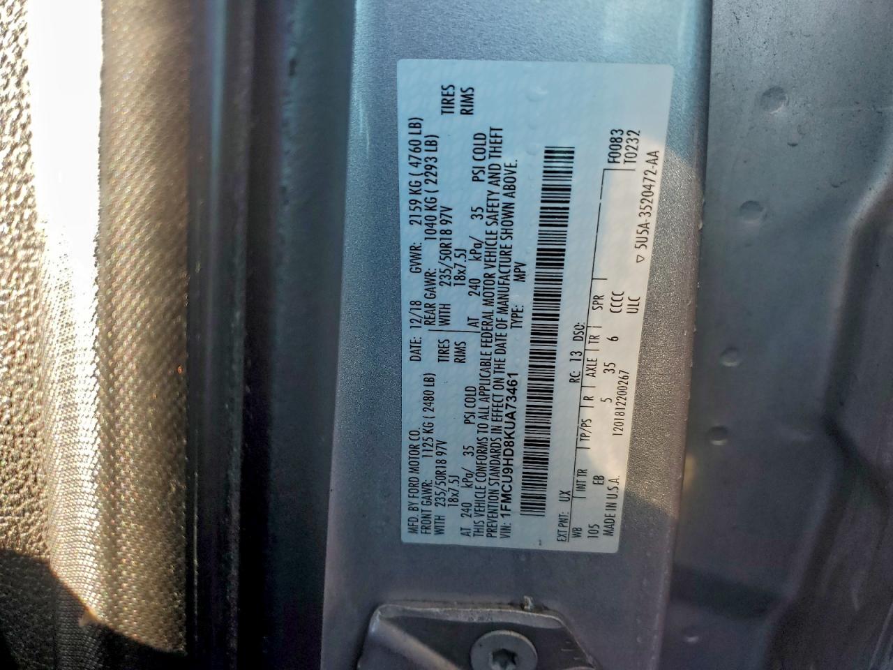 2019 FORD ESCAPE SEL photo 13