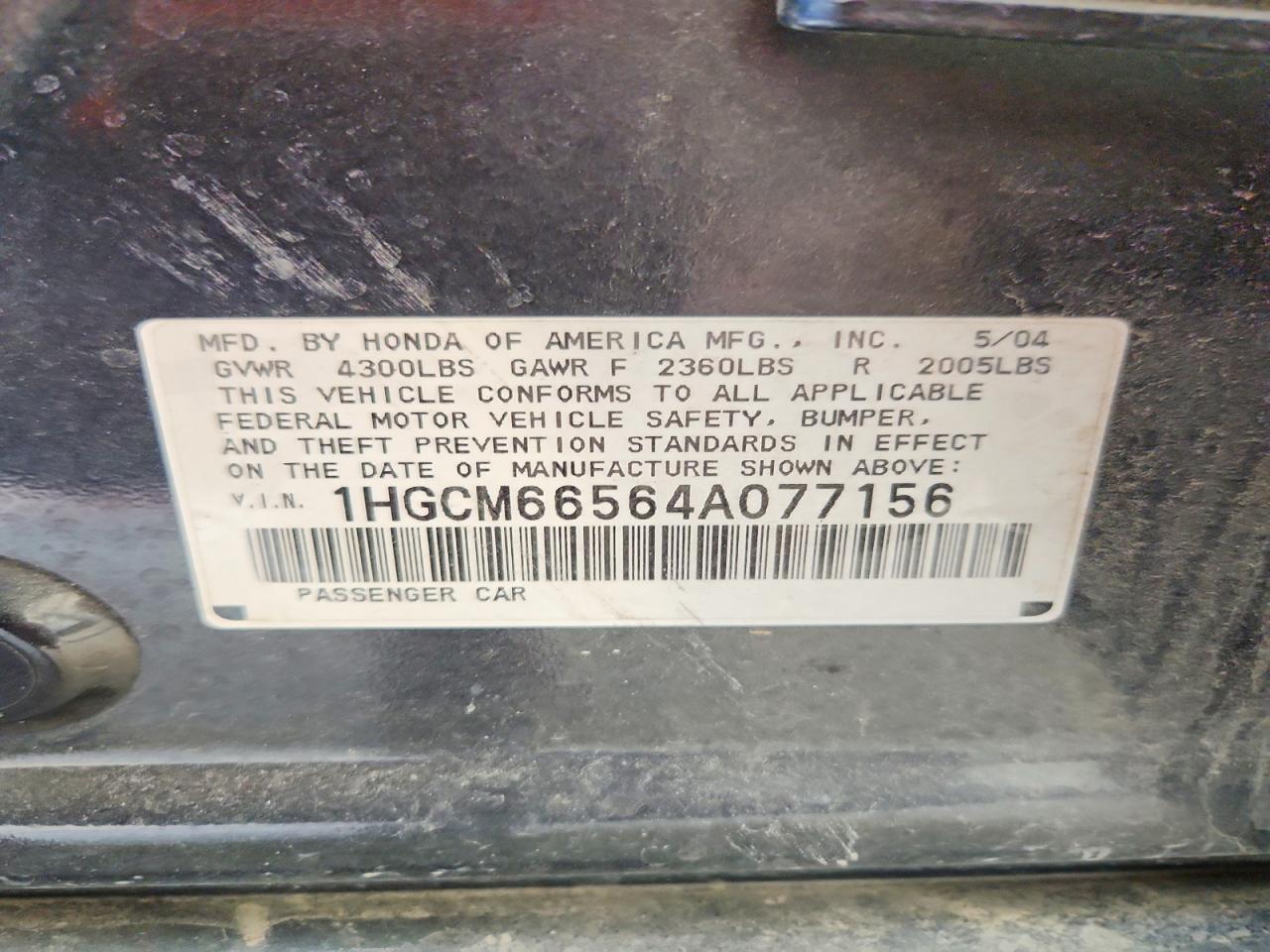 2004 HONDA ACCORD EX photo 12