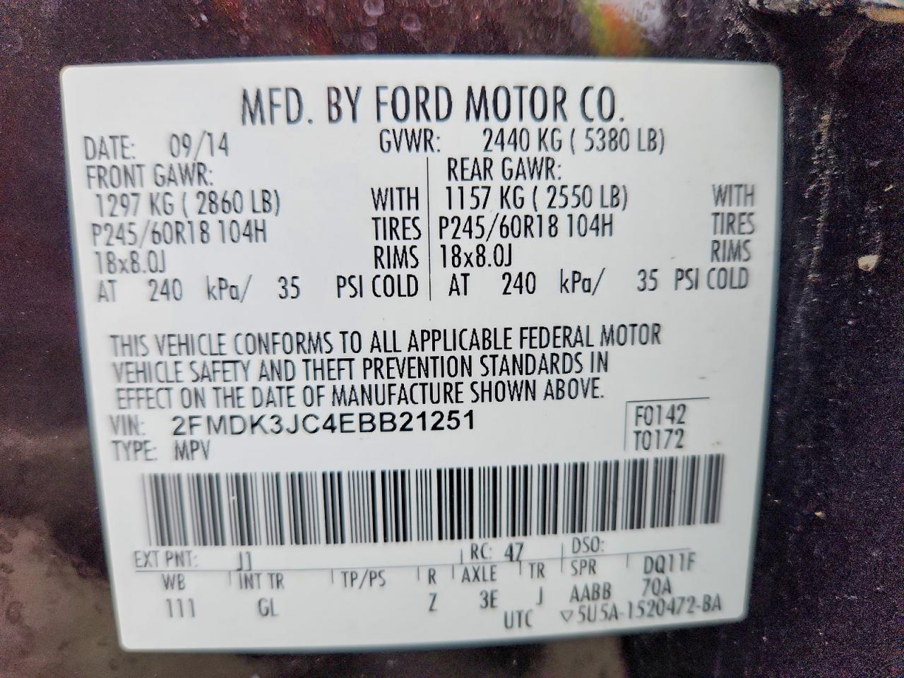 2014 FORD EDGE SEL photo 13