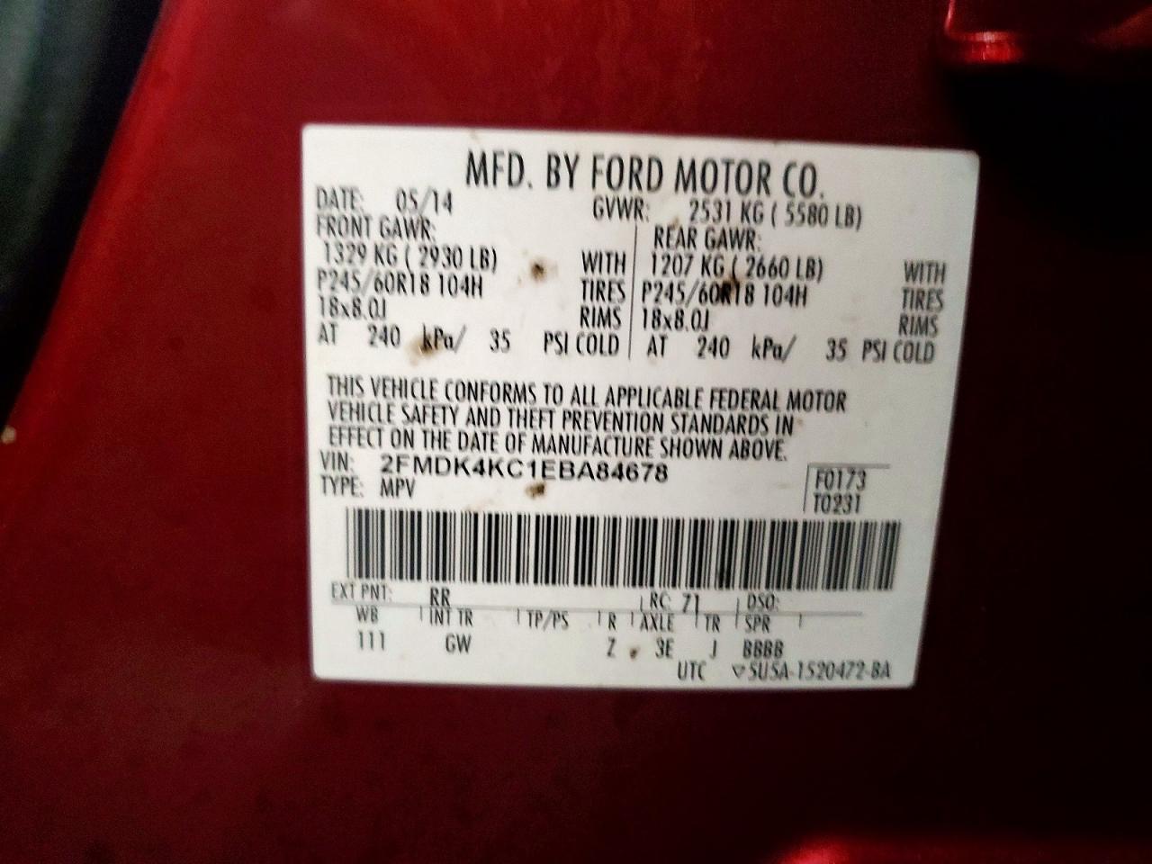 2014 FORD EDGE LIMITED photo 25
