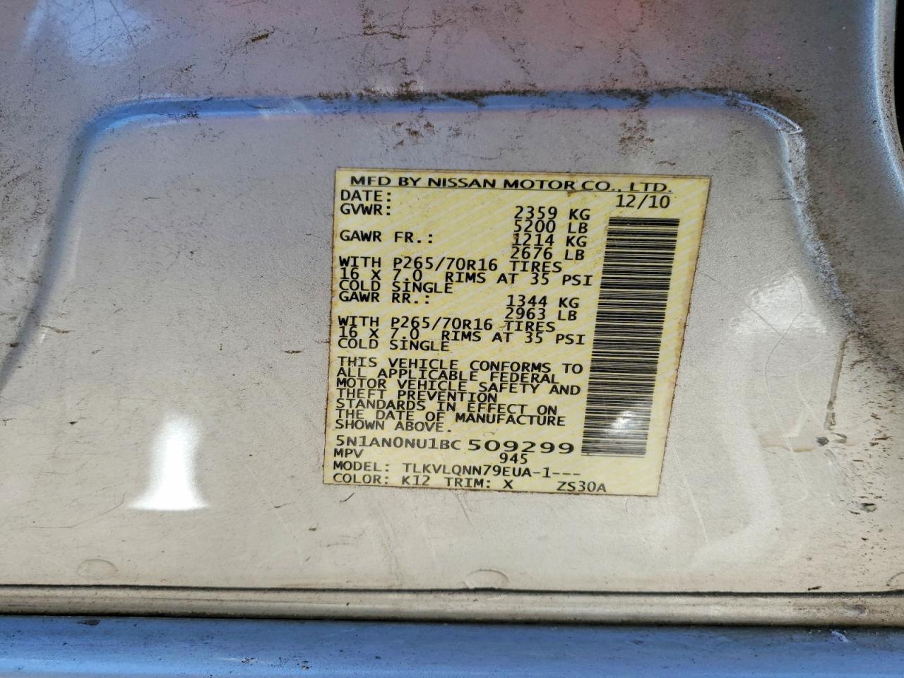 2011 NISSAN XTERRA X photo 13