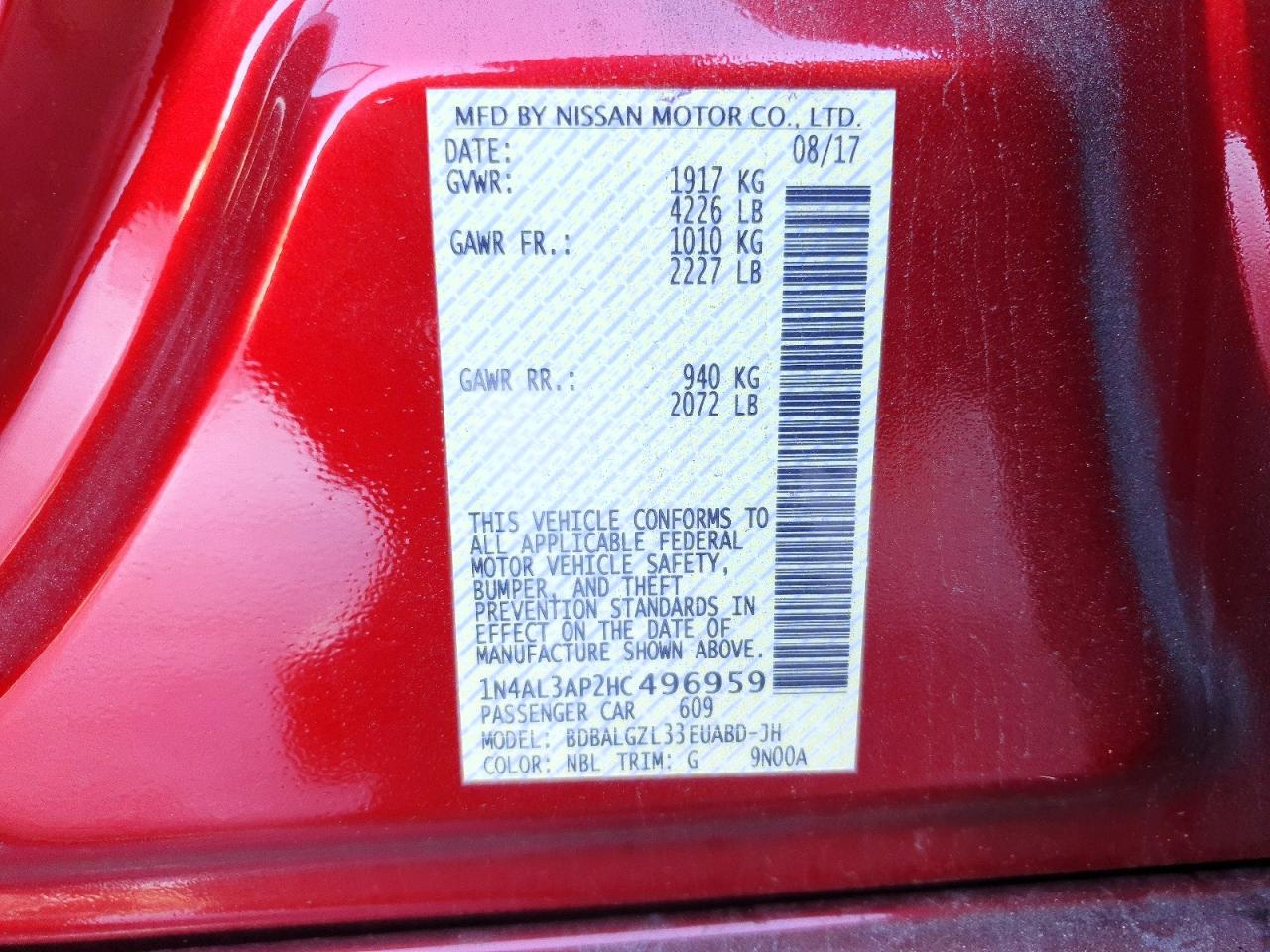 2017 NISSAN ALTIMA 2.5 photo 12