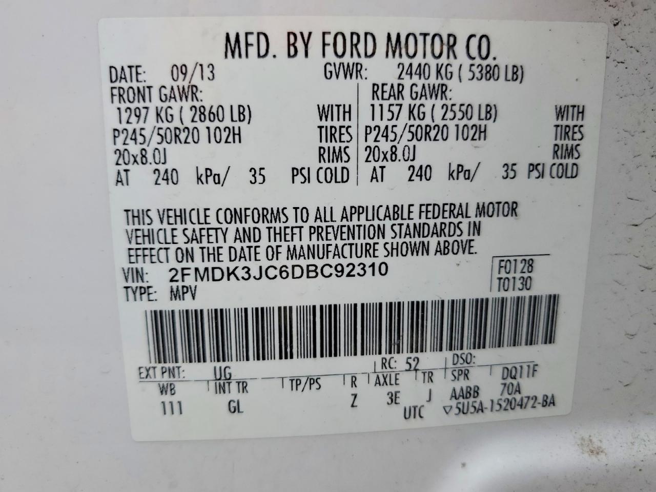 2013 FORD EDGE SEL photo 27