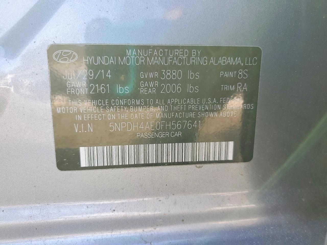 2015 HYUNDAI ELANTRA SE photo 12