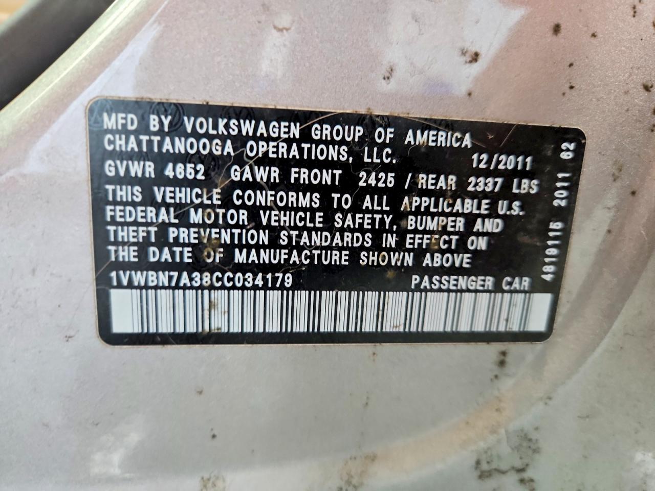 2012 VOLKSWAGEN PASSAT SE photo 12