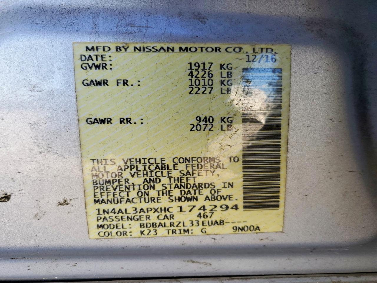 2017 NISSAN ALTIMA 2.5 photo 34