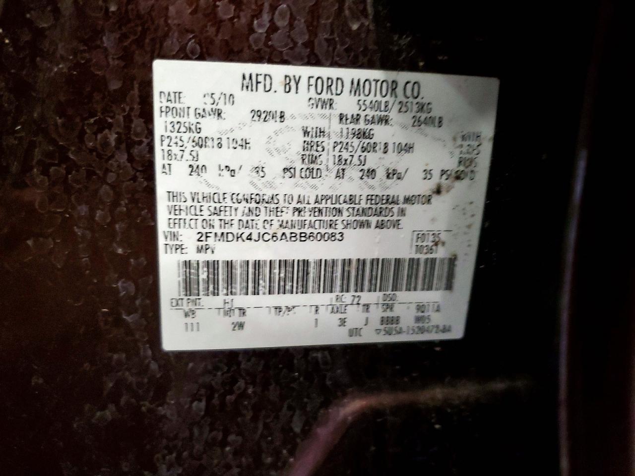 2010 FORD EDGE SEL photo 13