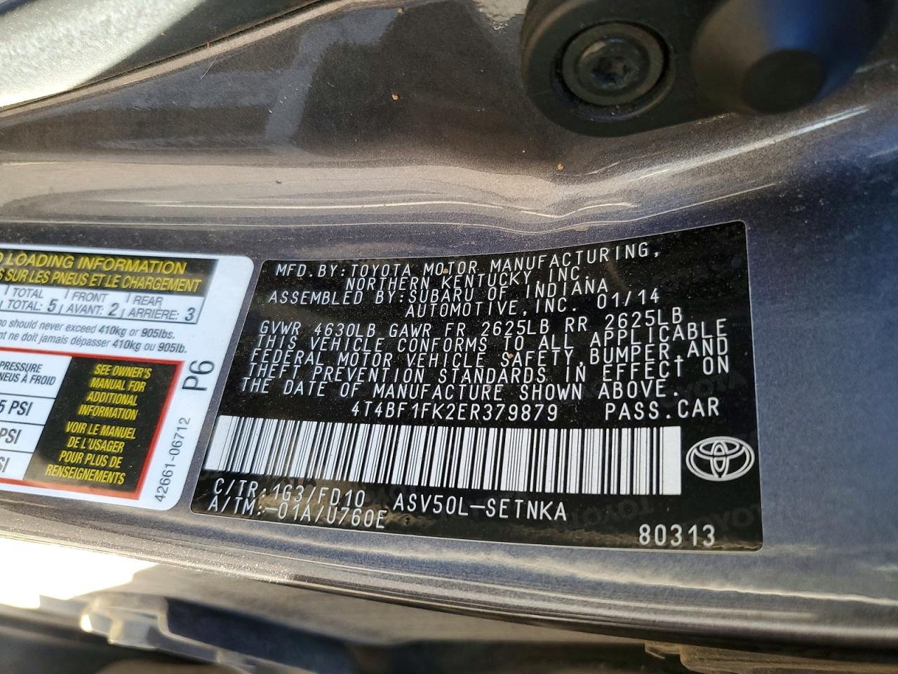 2014 TOYOTA CAMRY L photo 13