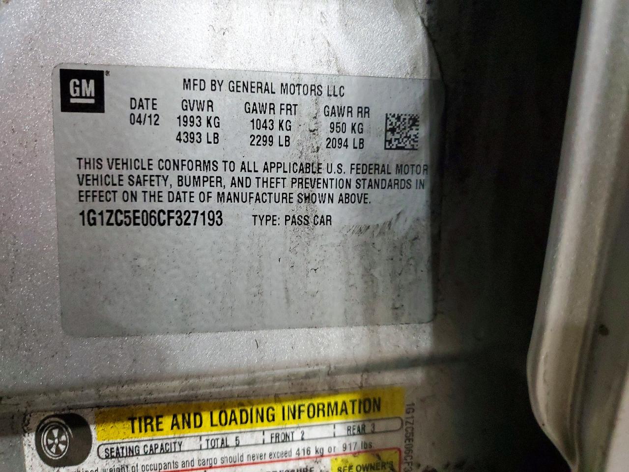 2012 CHEVROLET MALIBU 1LT photo 12