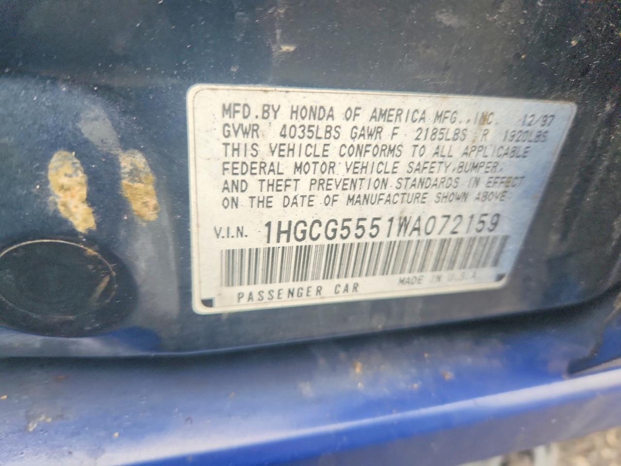 1998 HONDA ACCORD photo 12