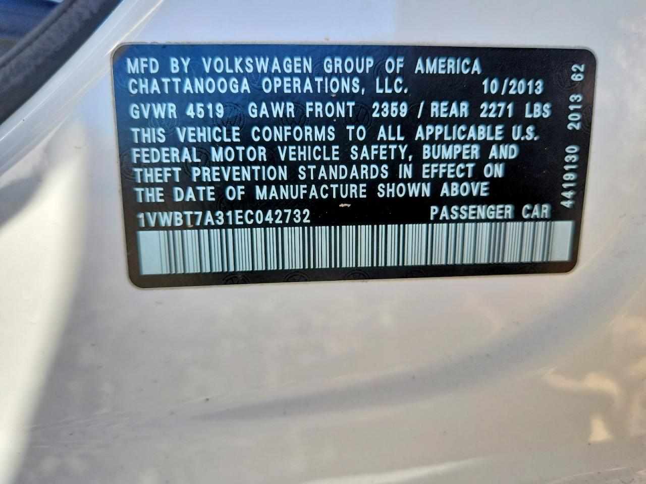 2014 VOLKSWAGEN PASSAT SE photo 12